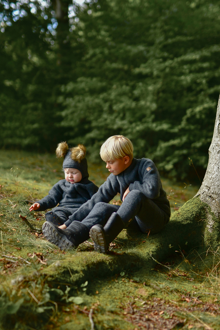 Mikk-Line Fleecebukser Baby Merinould, Anthracite Melange