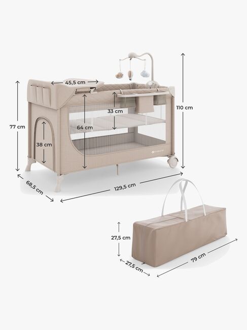 Kinderkraft LEODY UP Weekendseng med Tilbehør, Beige