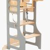 Duck Woodworks 3-i-1 Sammenklappeligt Læringstårn med Højstol, Grå