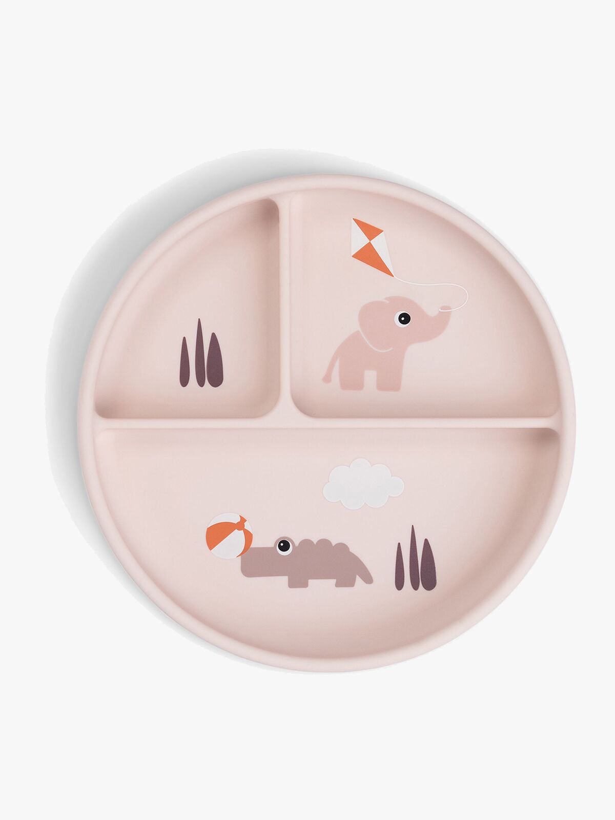 Done By Deer Playground Stick & Stay  Opdelt Silikonetallerken, Powder