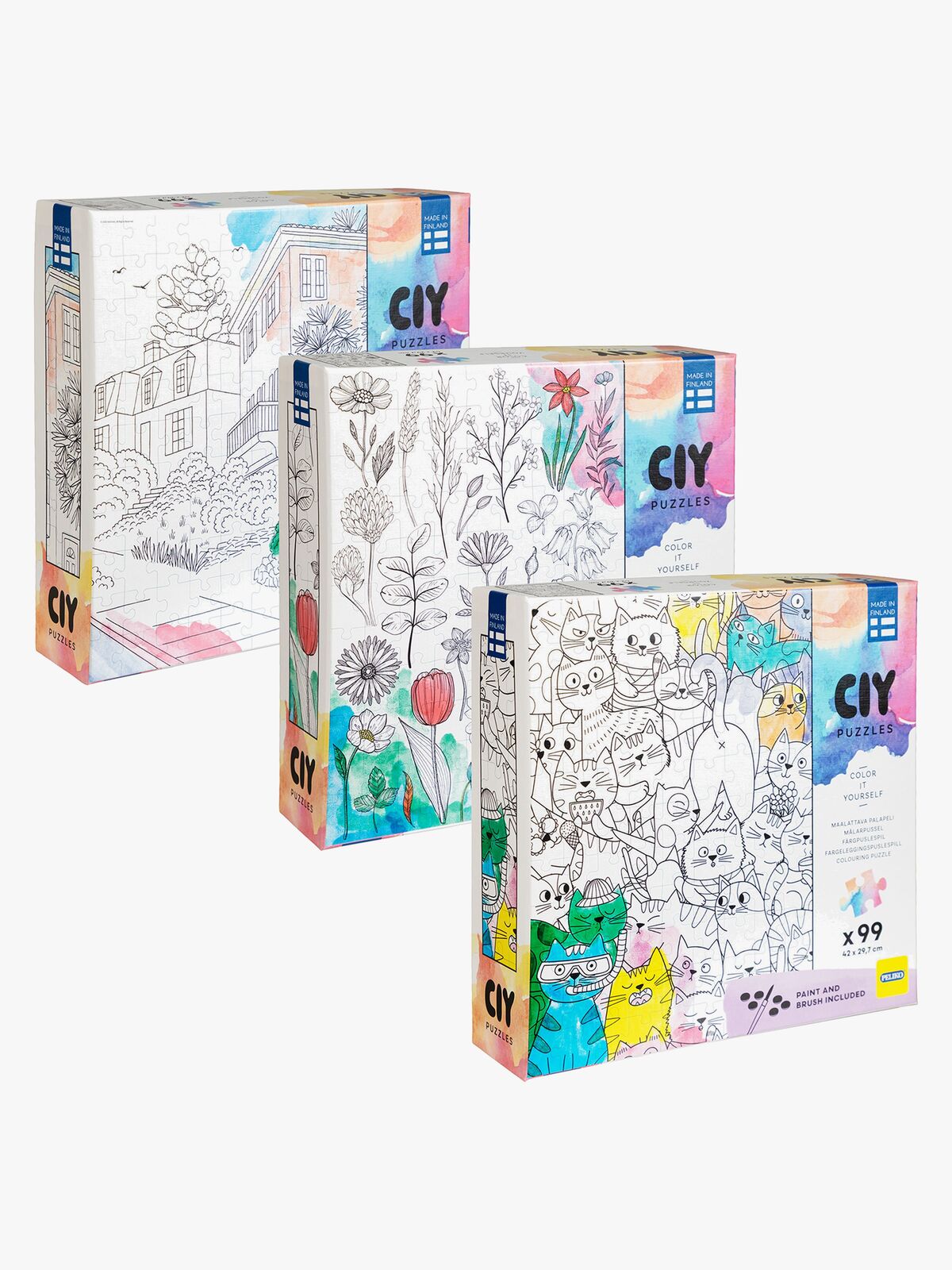 Peliko CIY Puslespil med Vandfarver 99 Brikker Blandet Udvalg