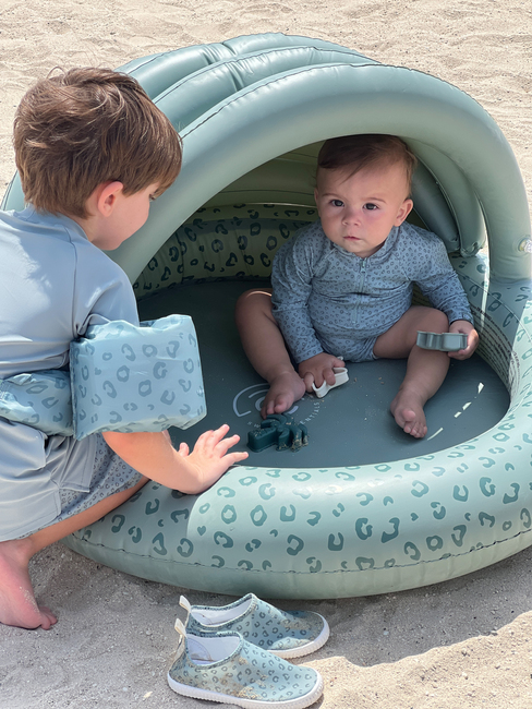 Swim Essentials Badebassin med Solbeskyttelse 100 cm, Green Leopard