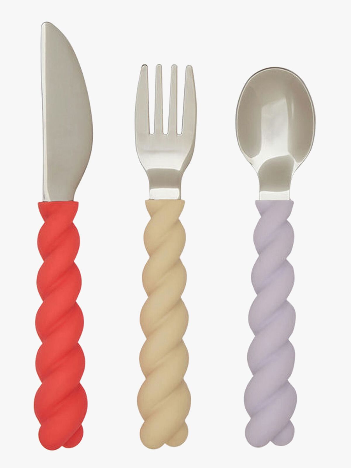 OYOY Mellow Bestik 3-pak, Lavender/Vanilla/Cherry Red