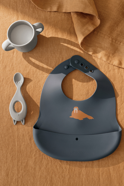 LIEWOOD Ember Mønstret Hagesmæk 2-pak, Arctic Sea/Ocean view