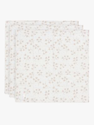 Jollein Tæppe/ Stofble i Musselin 70x70 cm 3-pak, Leafy Dreams