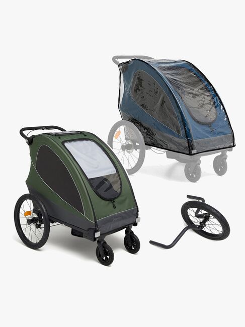 Beemoo Sporty Trail Cykelanhænger inkl. Regnslag & Løbesæt, Green