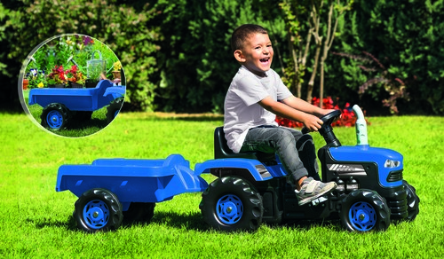 DOLU Pedaltraktor med Anhænger, Blå