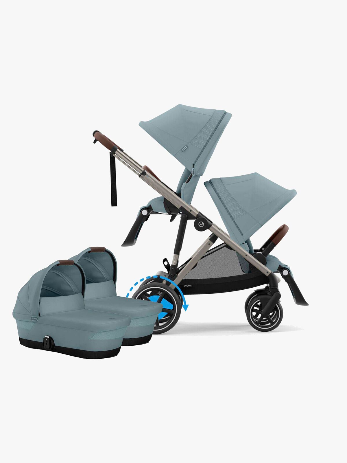 Cybex e-Gazelle S Tvillingevogn, Stormy Blue/Taupe
