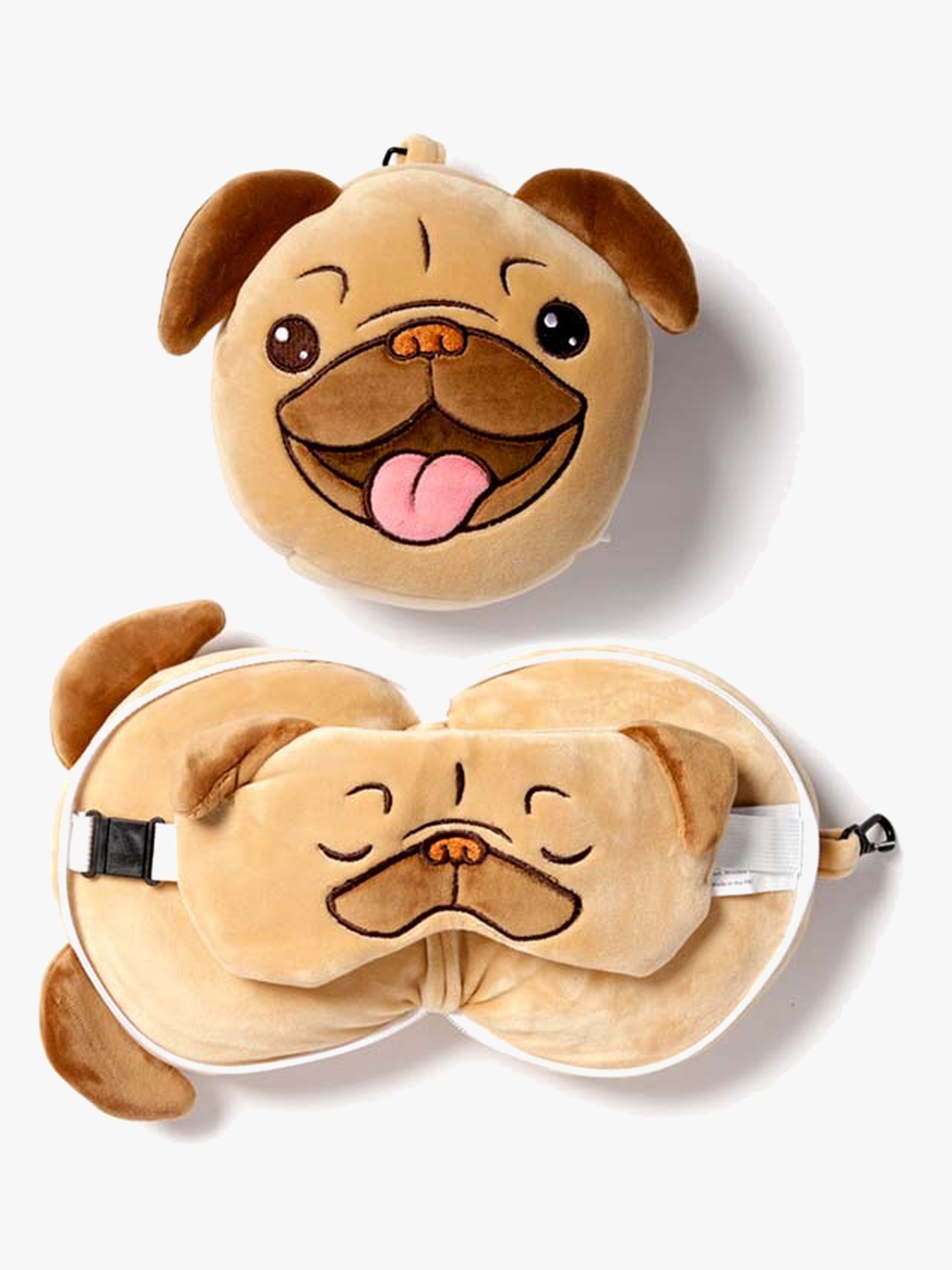 Relaxeazzz Plys Rejsepude Og Sovemaske, Pug