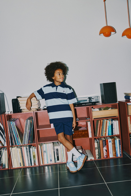 Hummel JR Loose Striped Polo, Dress Blue