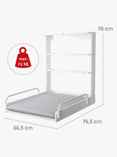 Roba Vægpuslebord inkl. Roba Style Puslepude, White/Grey