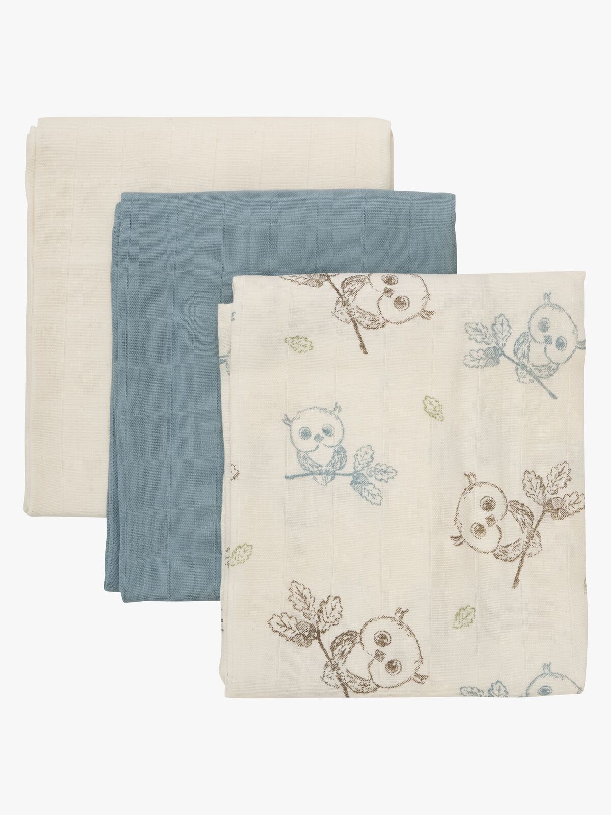 Pippi Tæpper/ Stofbleer i Musselin 3-Pak, Metal Mint