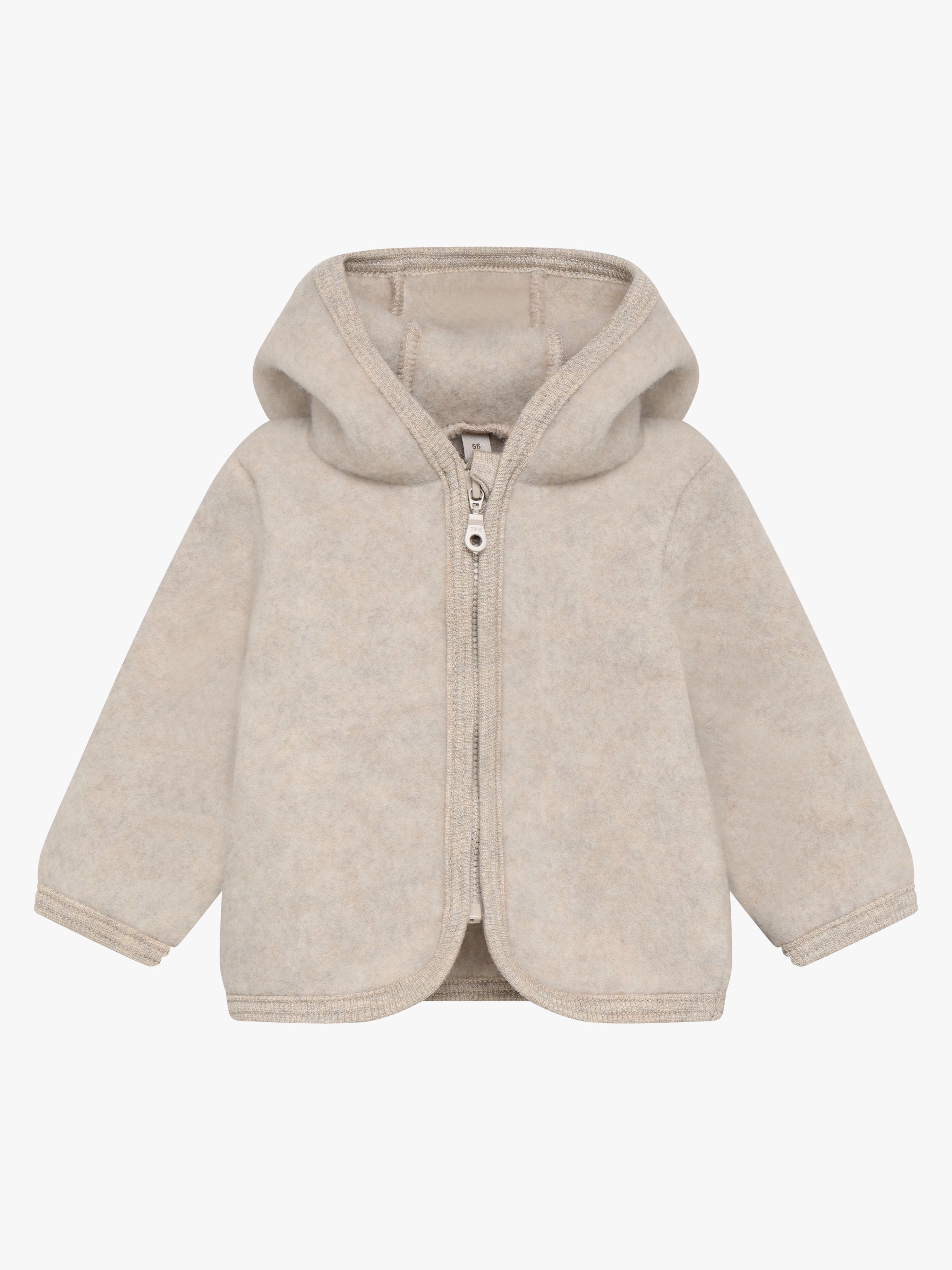 Huttelihut Uldfeecejakke Merino med Ører, Camel Melange, 68