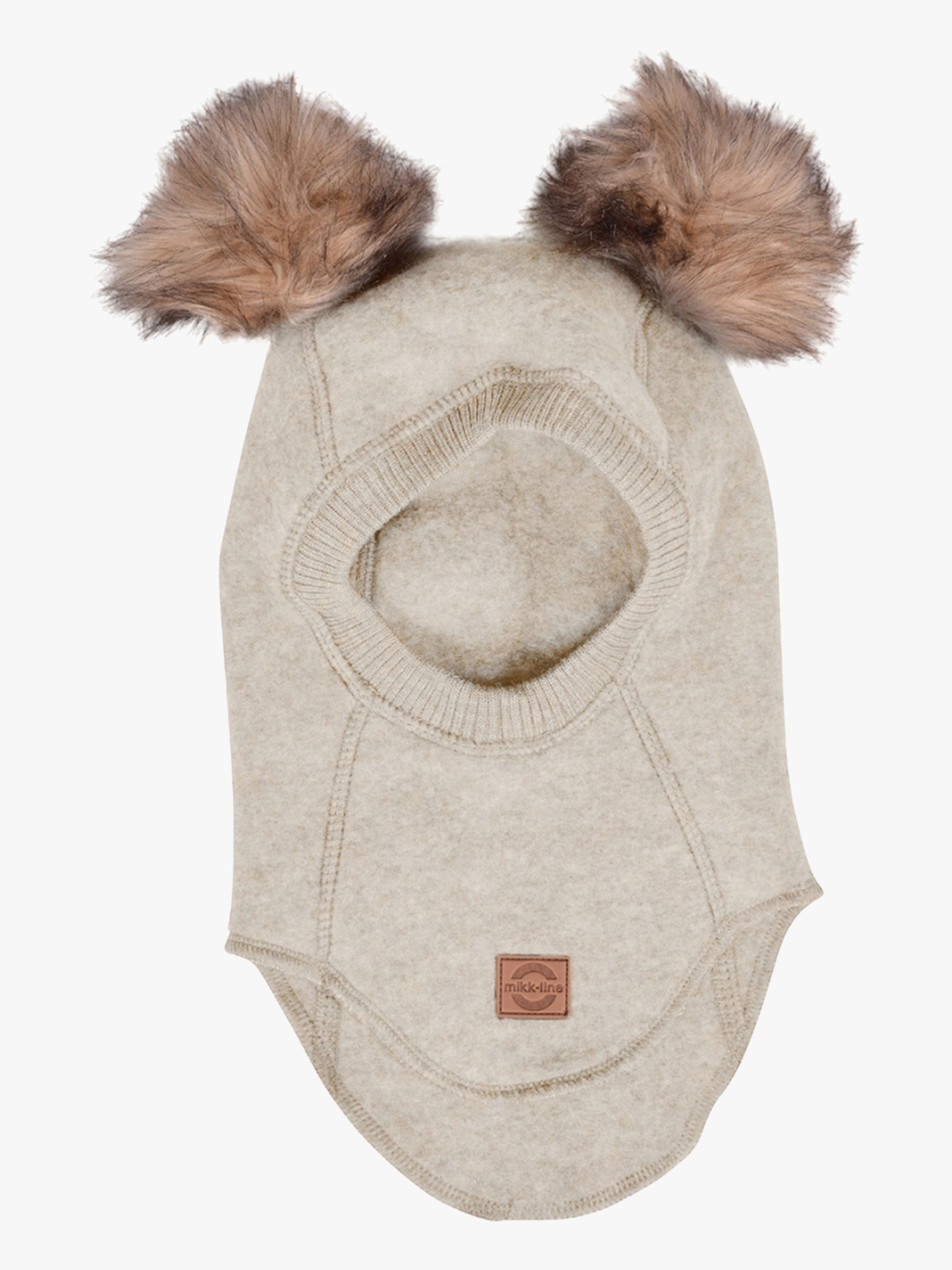 Mikk-Line Elefanthue Merinould med Pomponer, Melange Offwhite, 86-92