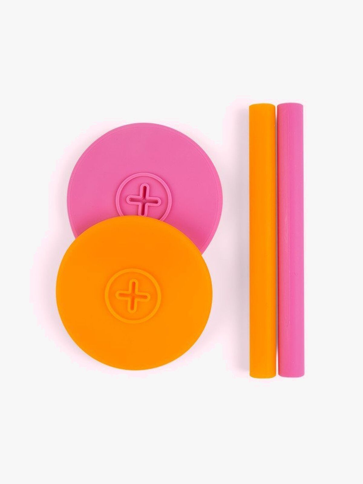 COGNIKIDS Sip Låg med Sugerør 2-pak, Tangerine/Flamingo