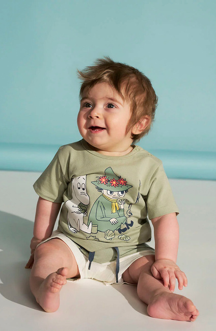 Mumitroldene by Martinex Free Time Shorts Sæt, Grøn/Hvid