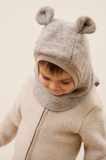 Huttelihut Elefanthue Merinould med Ører, Camel Melange