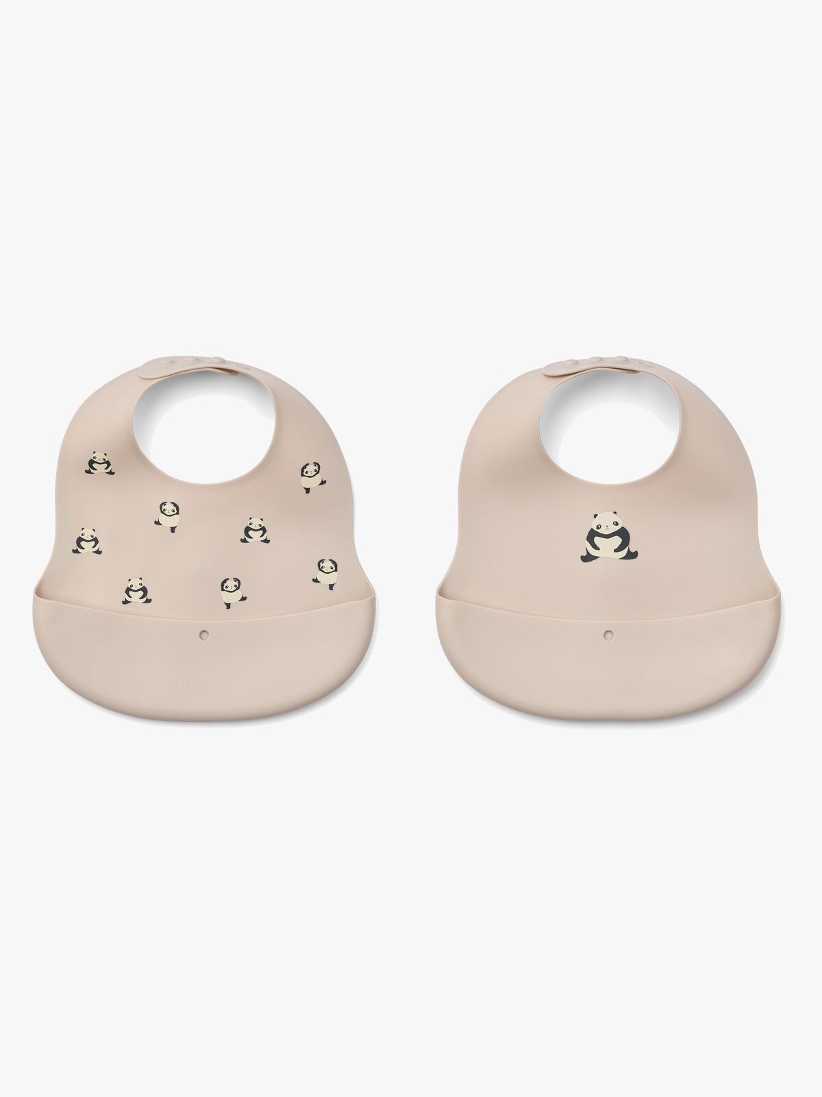 LIEWOOD Ember Mønstret Hagesmæk 2-pak, Panda/Sandy