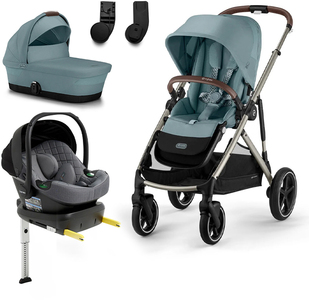 Cybex GAZELLE S Duovogn inkl. Beemoo Route i-Size Autostol Baby & ISOFIX Base, Sky Blue/Mineral Grey