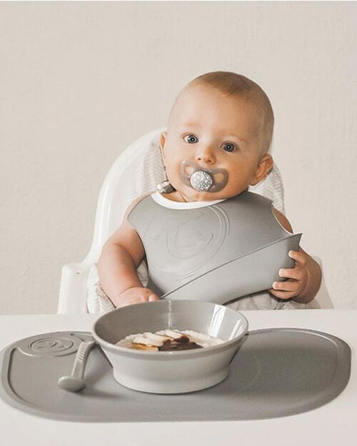 Twistshake Dyb Tallerken m. Låg, Grå