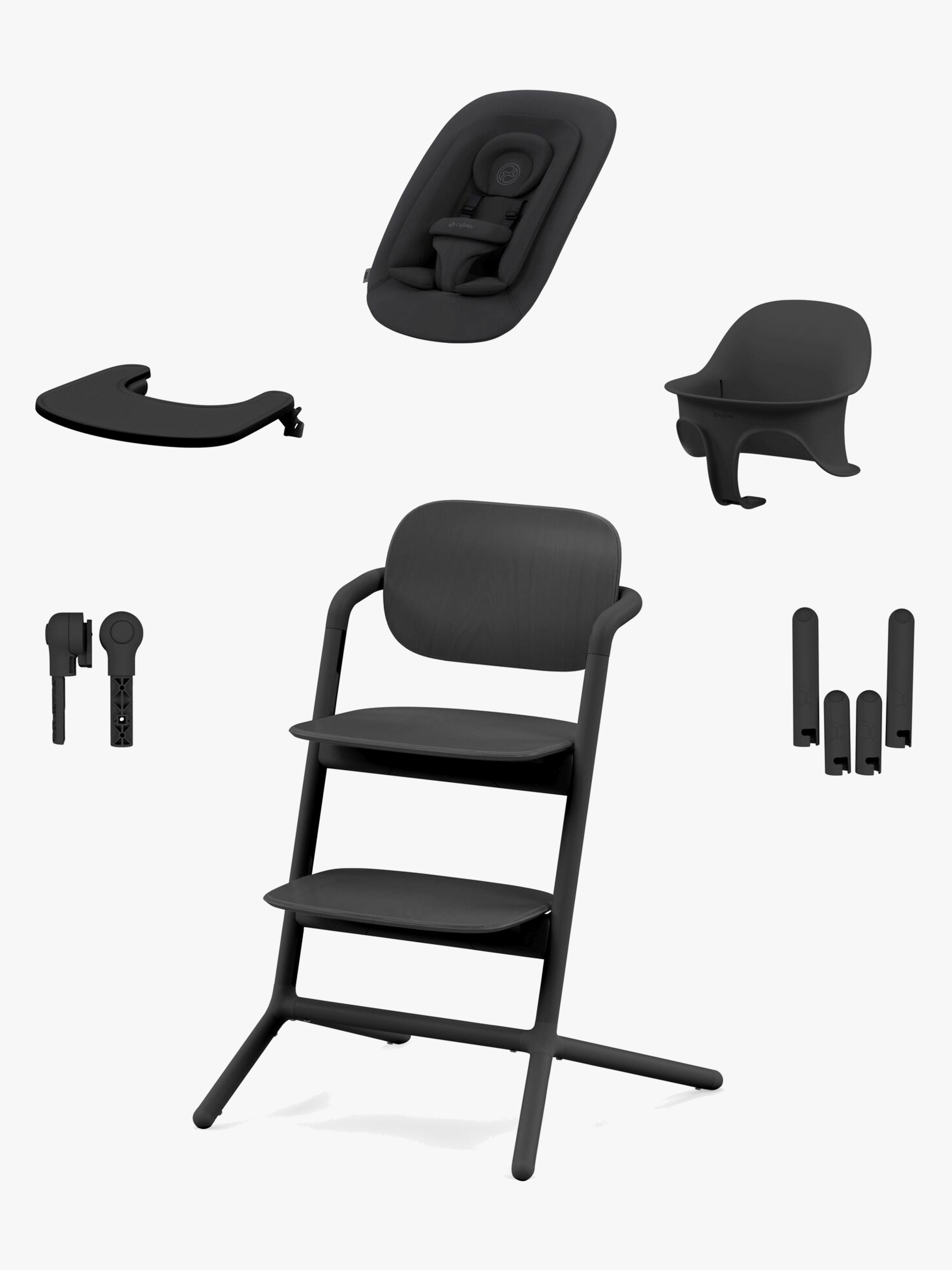 Cybex Lemo 4-in-1 Højstol inkl. Skråstol, Babysæt og Bakke, Stunning Black