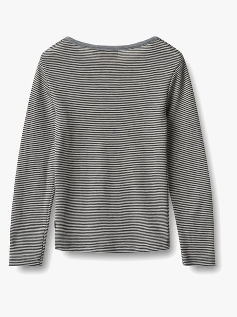 Wheat Alfie Langærmet Top Merinould, Navy Stripe