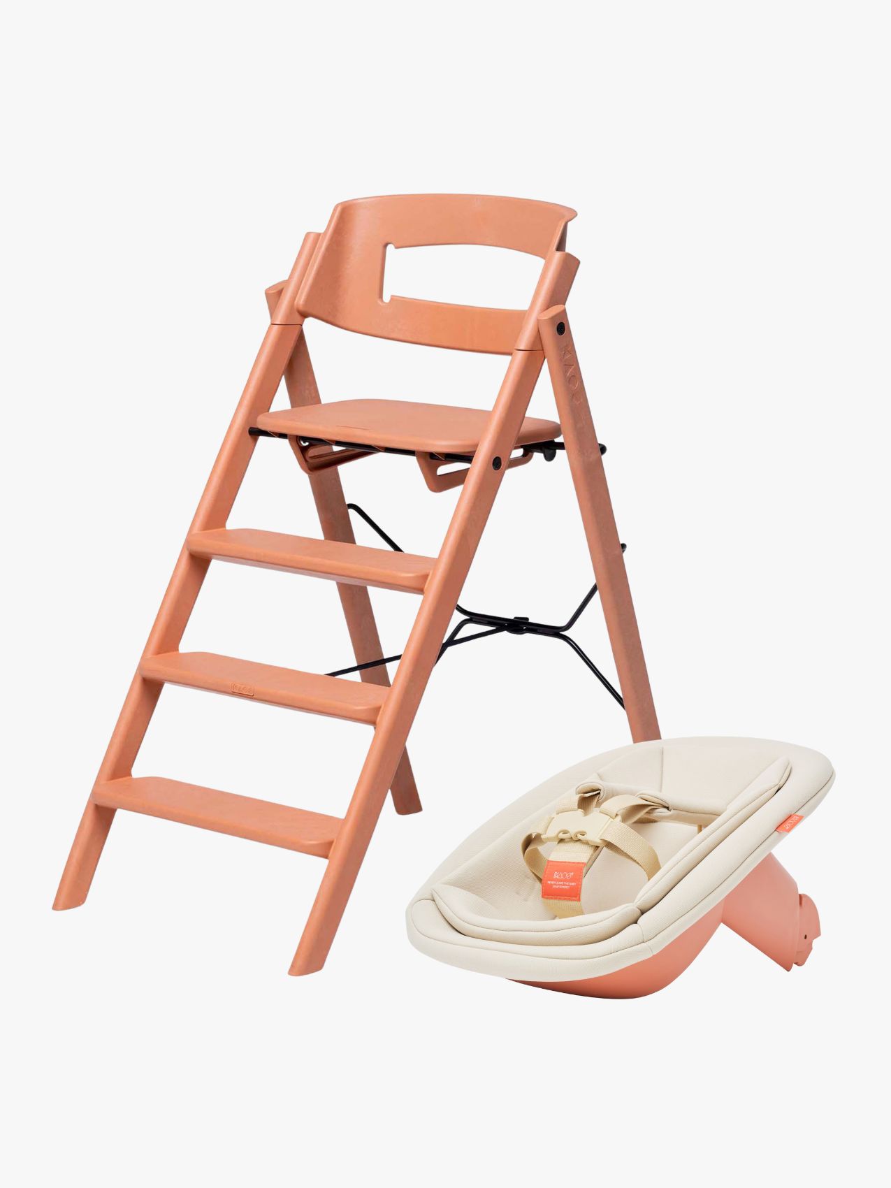 KAOS Klapp Højstol Recycled Bundle inkl Newborn Seat, Terracotta Pink