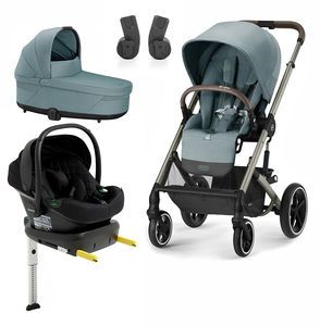 Cybex BALIOS S Lux Duovogn inkl. Beemoo Route i-Size Autostol Baby & ISOFIX Base, Sky Blue/Black Stone