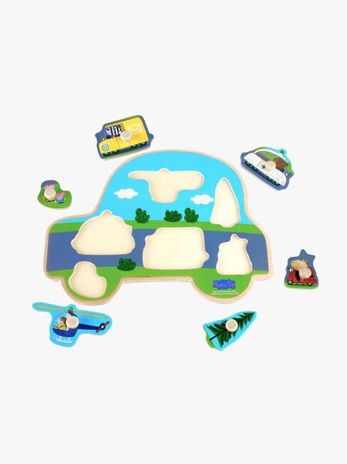 Barbo Toys Gurli Gris Knoppuslespil i Træ Transportmidler 6 Brikker