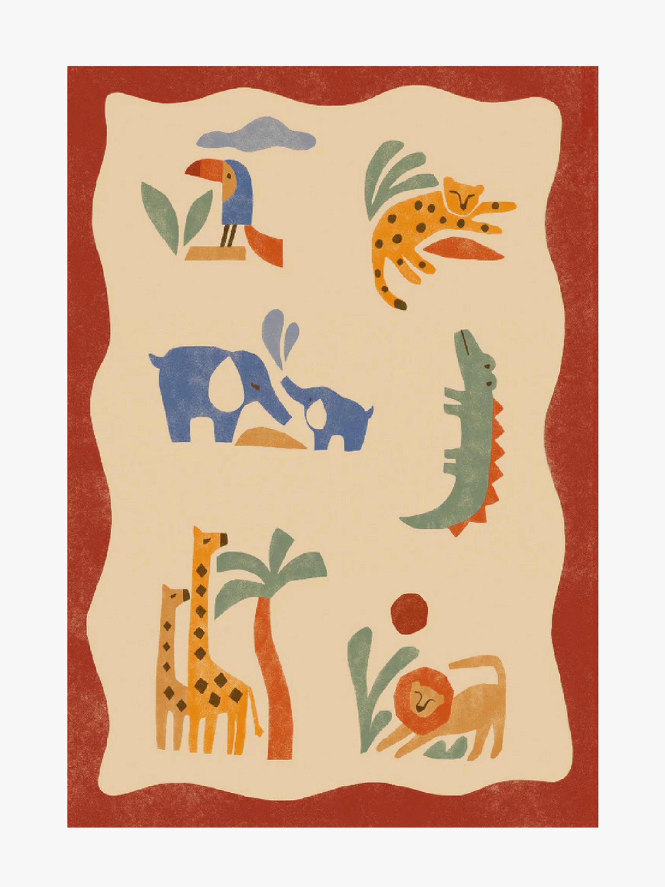 Hueppi Måtte 120x160, Matta Tails And Trails Safari Red