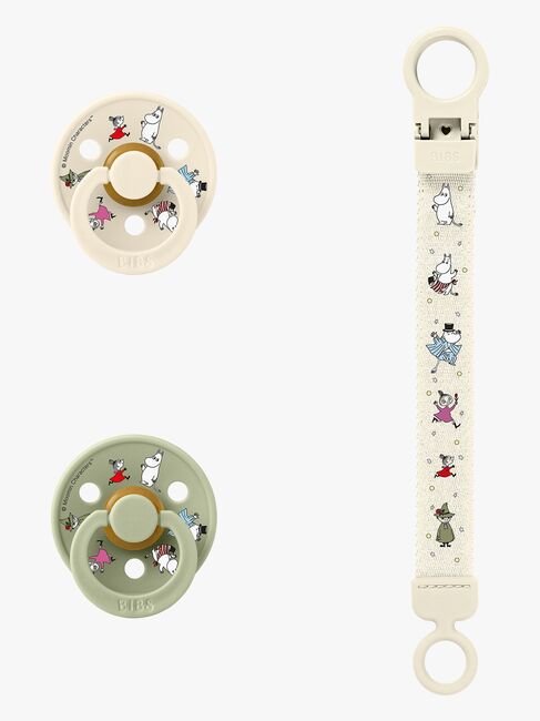 BIBS x Moomin Colour Sut & Loop Suttesnor Gavesæt Latex Str. 2, Ivory/Sage