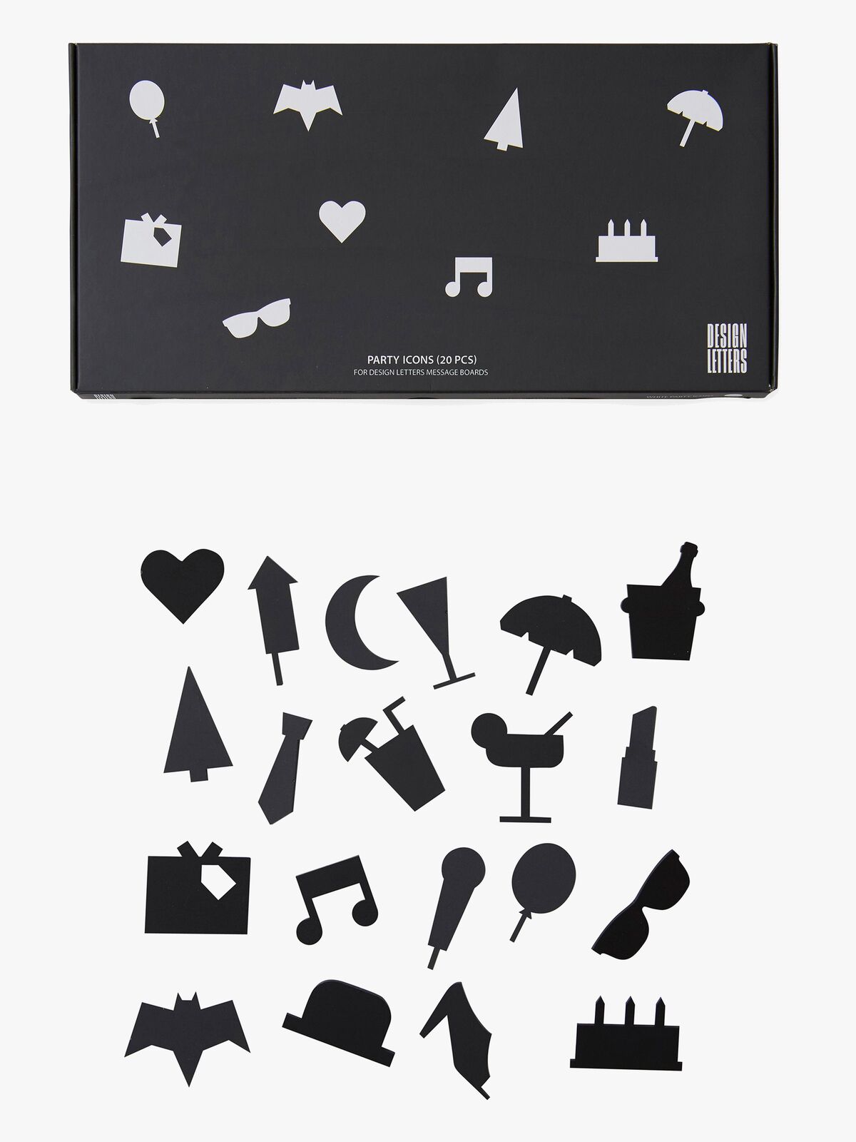 Design Letters Partyikoner til Opslagstavle 20 pcs, Sort