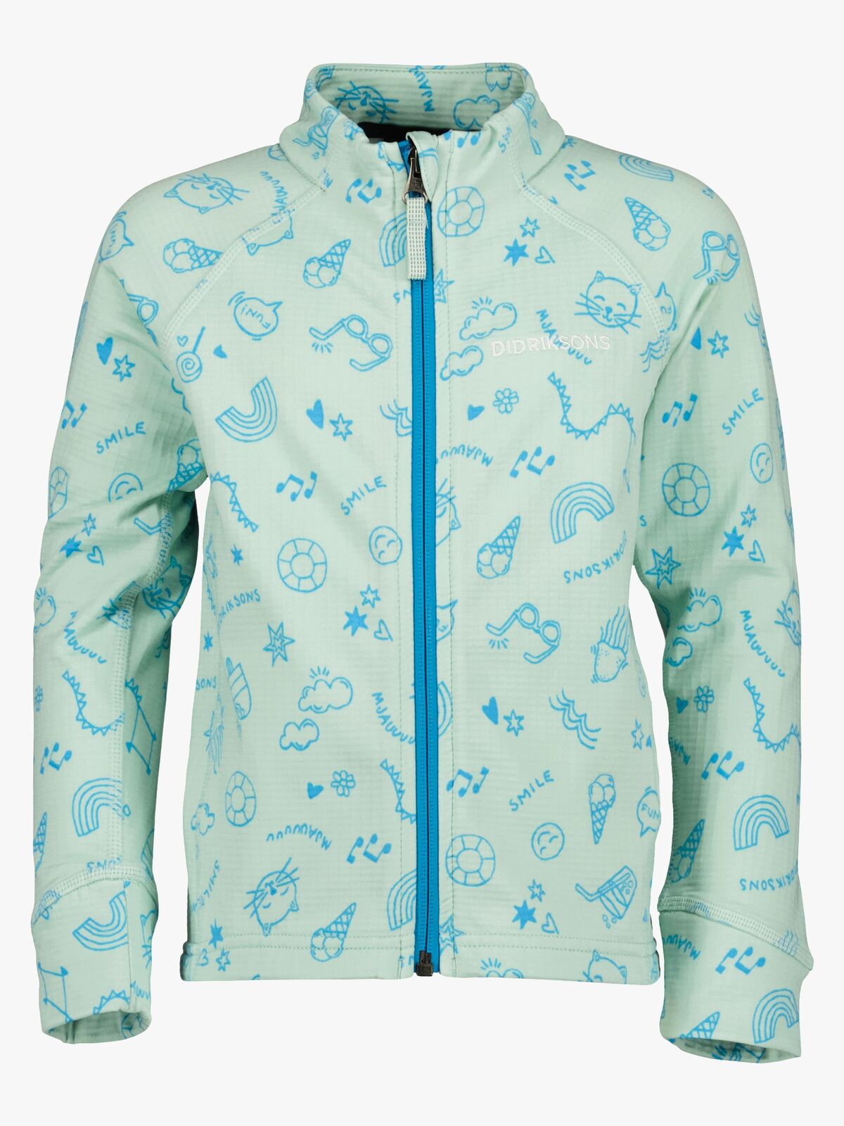 Didriksons Jadis Trøje med Lynlås, Doodle Pale Mint