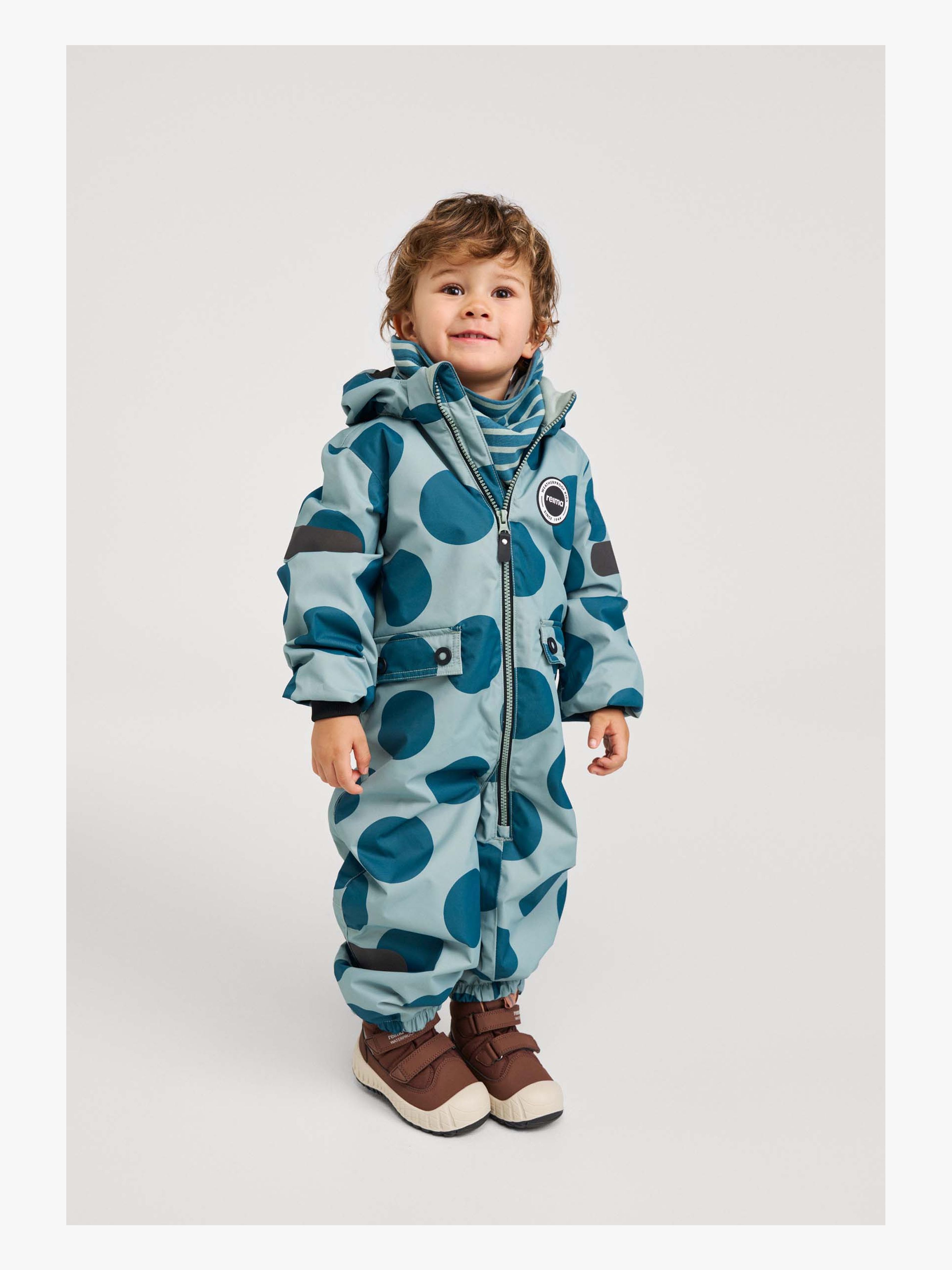 Reima Marte Mid letvatteret baby-heldragt, Stone Green, 86