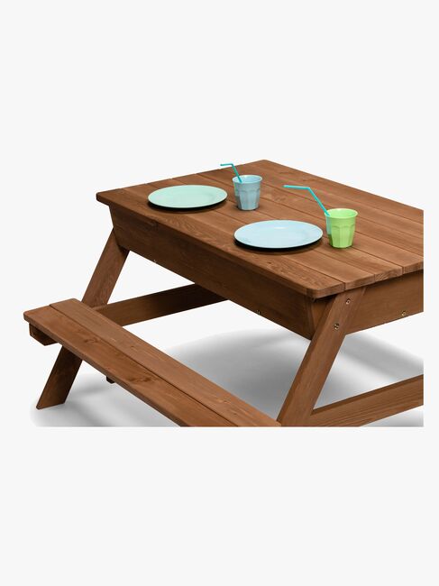 Woodlii Picnicbord med Sandkasse + Låg, Brun