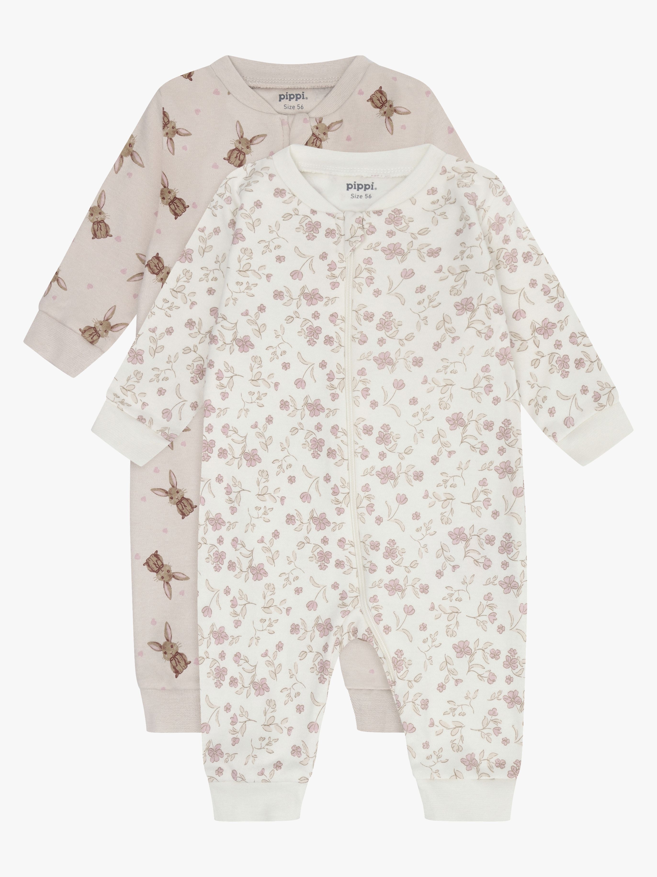 Pippi Baby Pyjamasdragt med Zipp 2-pak, VIolet Ice, 68