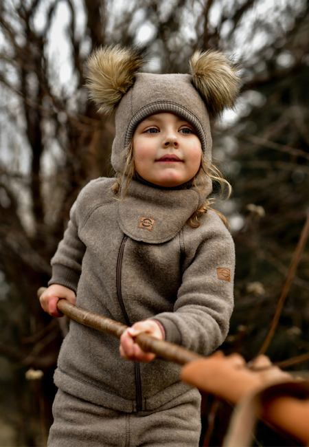 Mikk-Line Elefanthue Merinould med Pomponer, Melange Denver