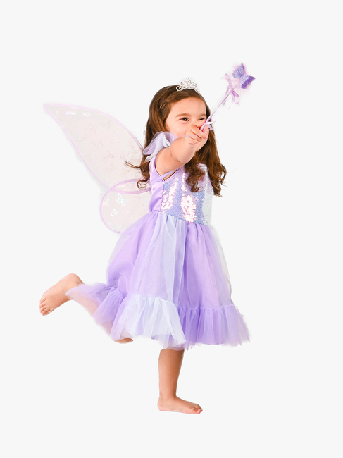 Den Goda Fen Kostume Sommerfugl med Tilbehør, Lilla