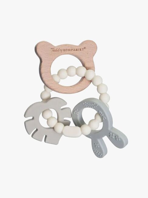 Teddykompaniet  Silikone & træ Bidering, Creme