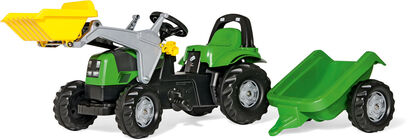 Rolly Toys Traktor med Frontlæsser og Anhænger, Grøn