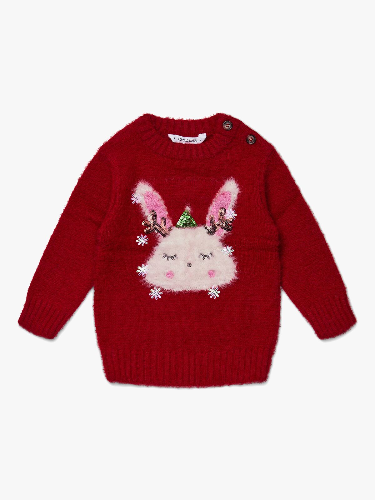 Luca & Lola Baby Trøje Winter Bunny, Red