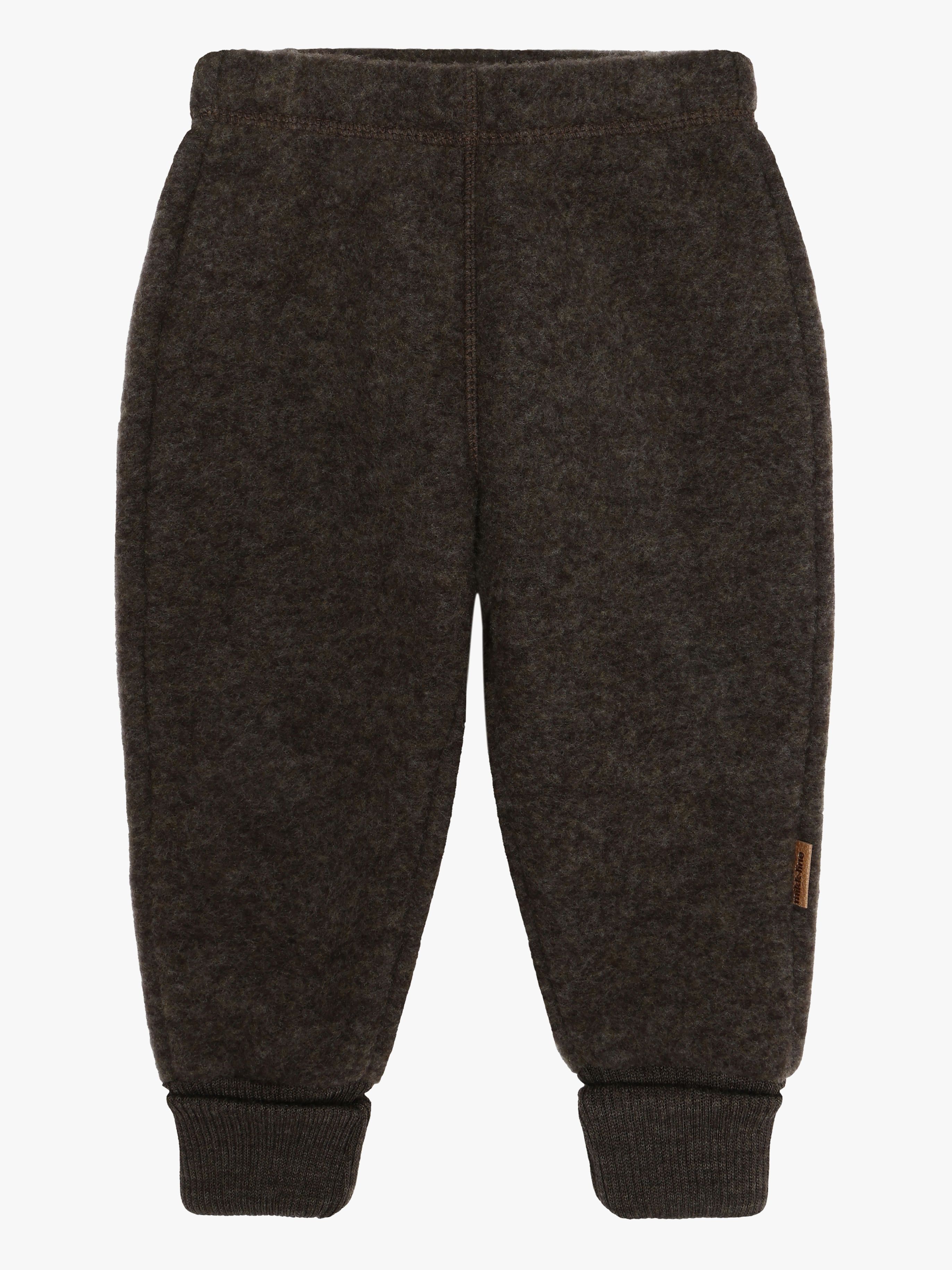 Mikk-Line Fleecebukser Merinould, Dark Brown Melange, 116