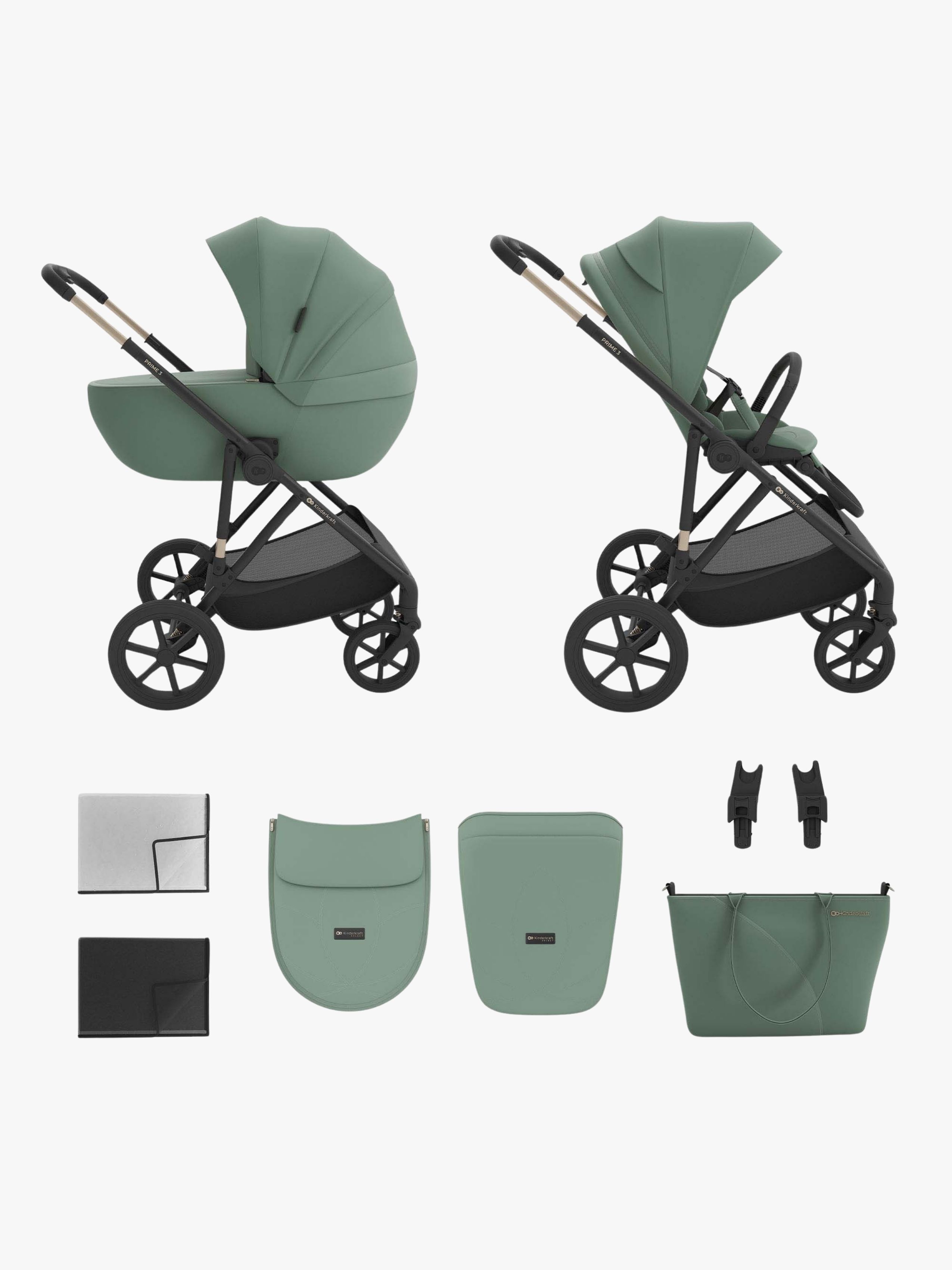 Kinderkraft Prime 3 2-i-1 Duovogn, Dark Green