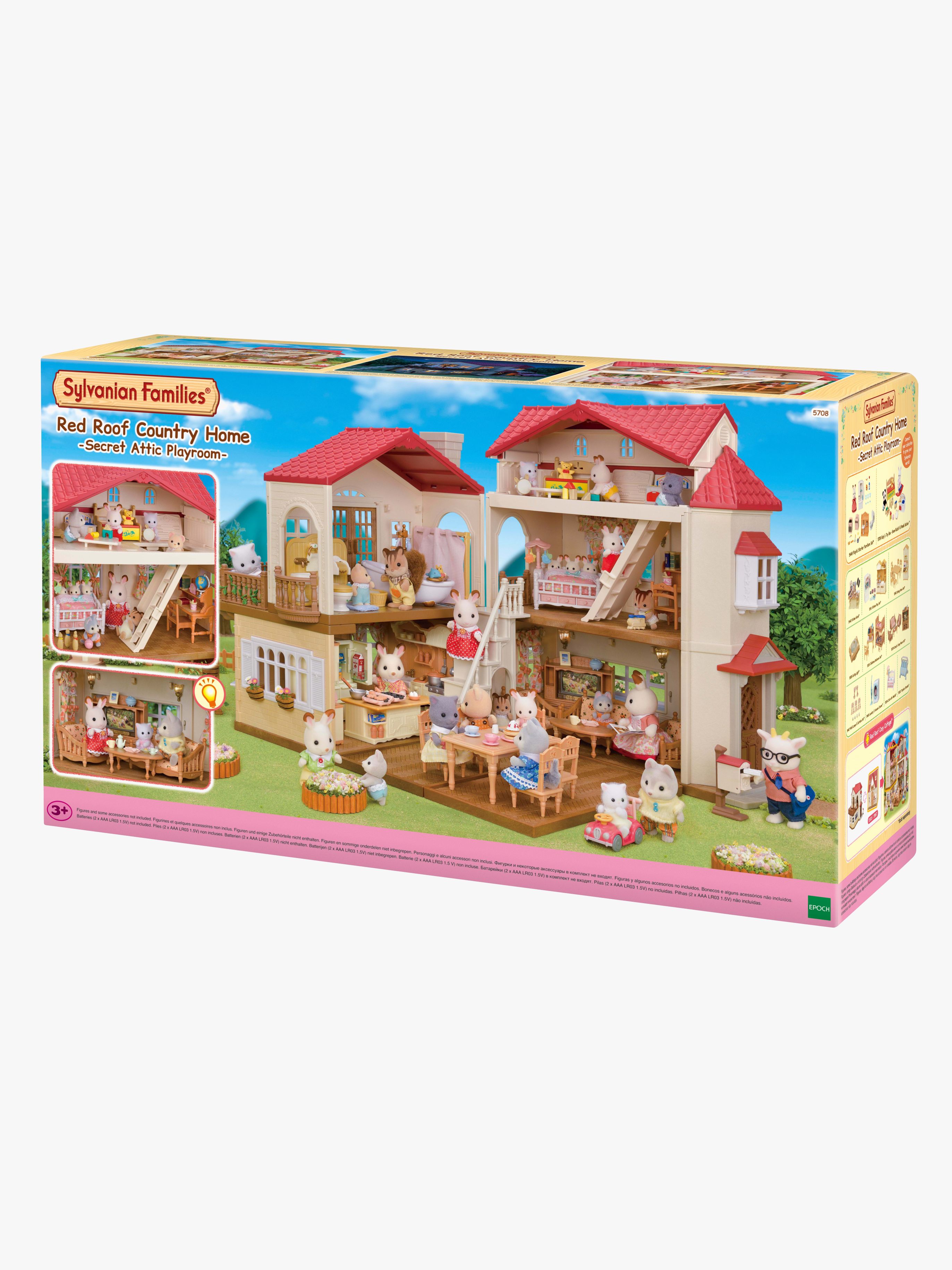 Sylvanian Families Red Roof Country Home Dukkehus Hemmeligt Legeværelse På Loftet