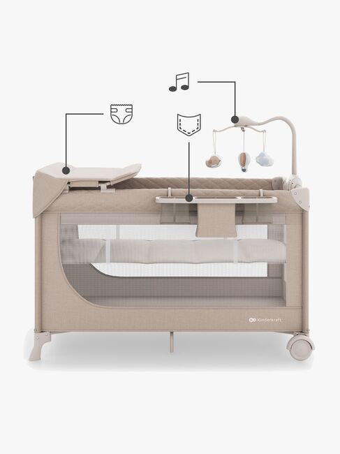 Kinderkraft LEODY UP Weekendseng med Tilbehør, Beige