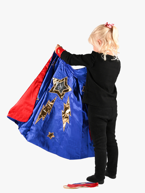 Den Goda Fen Vendbar Kappe med Øjenmaske 98-128 cm, Blå/Rød