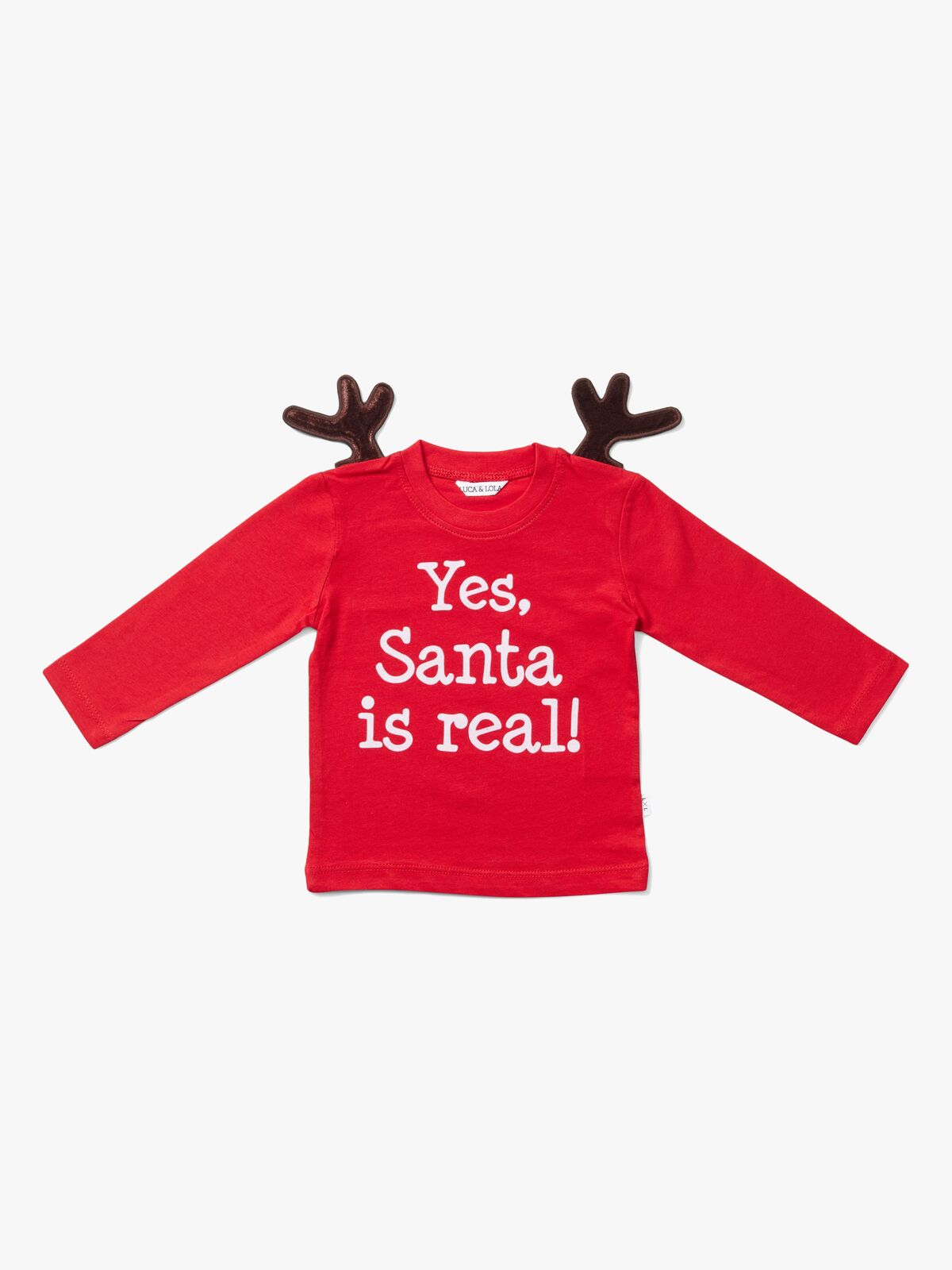 Luca & Lola Baby Langærmet t-shirt Santa Is Real Deer, Red