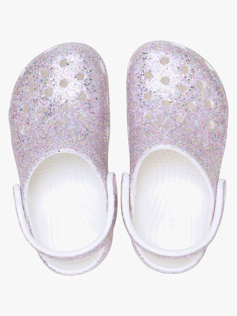 Crocs Classic Fantasy Glitter Kids Clogs, White