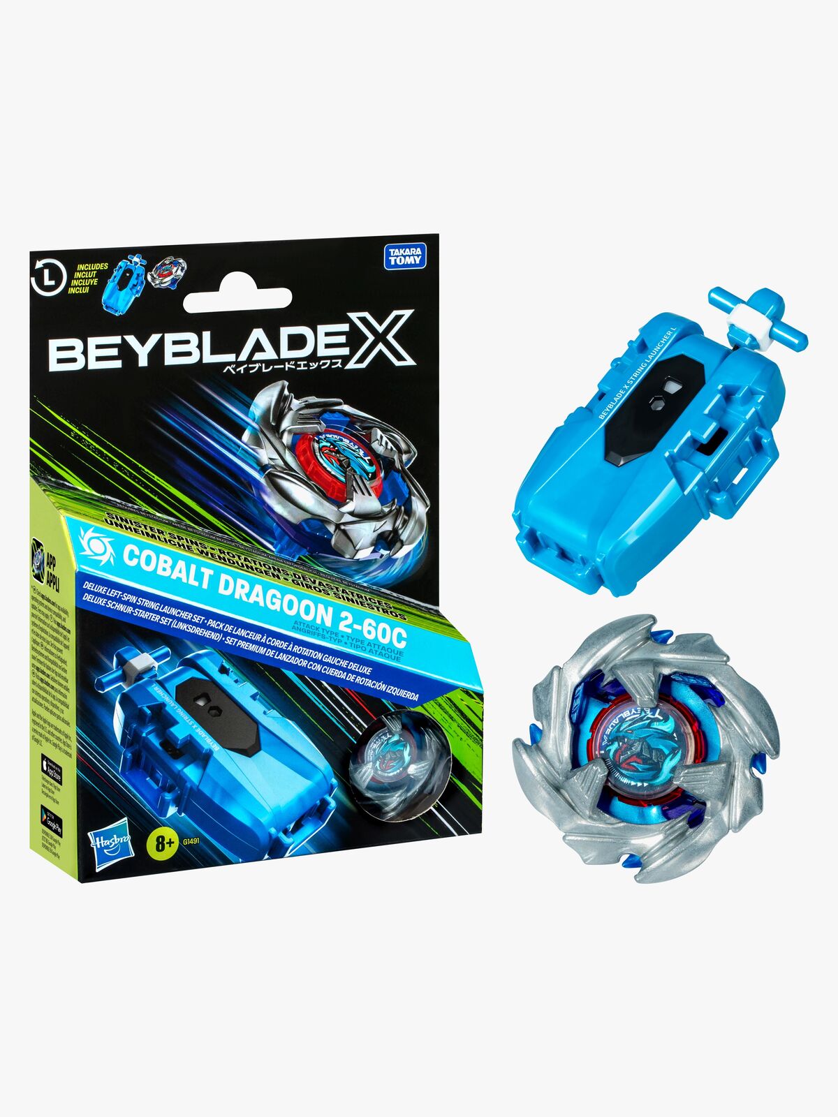 Beyblade X Cobalt Dragoon 2-60C Launcher Sæt