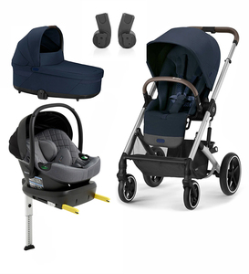 Cybex BALIOS S Lux Duovogn inkl. Beemoo Route i-Size Autostol Baby & ISOFIX Base, Ocean Blue/Mineral Grey